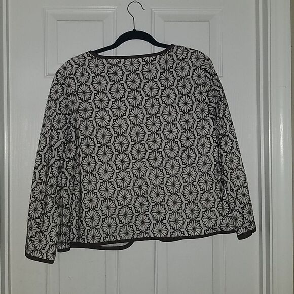 Peck & Peck brown white cropped jacket Sz 14 - Picture 5 of 5